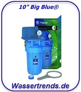 10" Big Blue® Gehäuseset m. Halter u. Spanner Durchfluss 4,5 m³/h