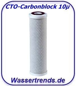 10"Carbonblockfilter CTO mit sehr guter 5µ o.10µ Nominalfiltration